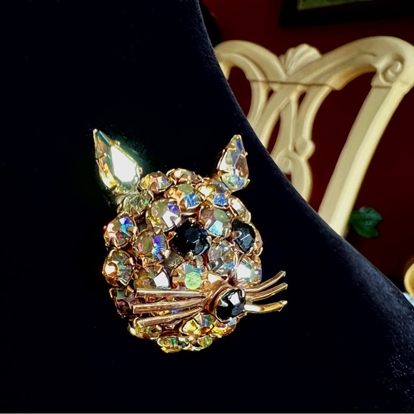 Collectible Vintage Warner Rhinestone Kitten Brooch/Pin - Picture 3 of 7